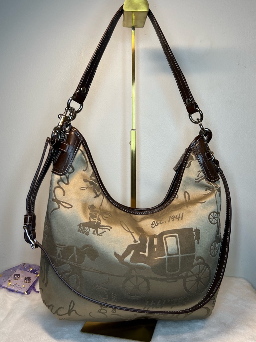 COACH Vintage Horse & Carriage Brown Shoulder Bag Crossbody with COA Like New